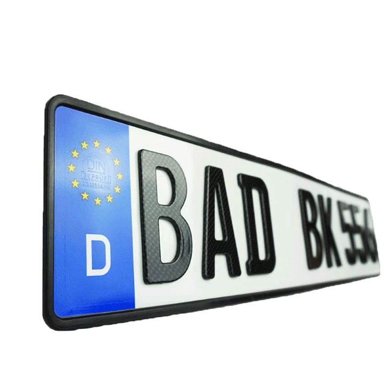 3D Kennzeichen 520 mm CARBON GLANZ