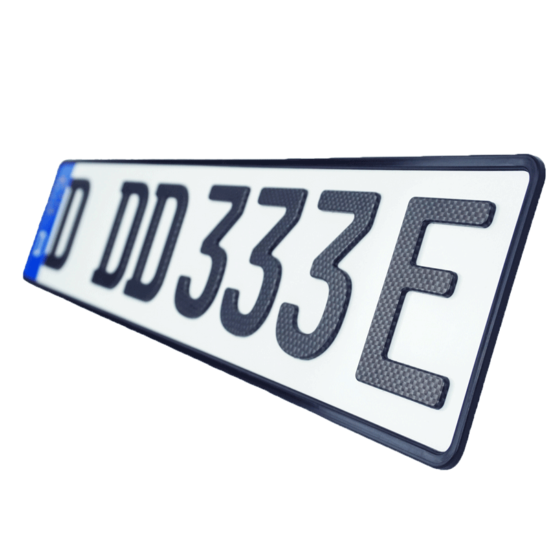 3D E-Kennzeichen 520 mm CARBON MATT