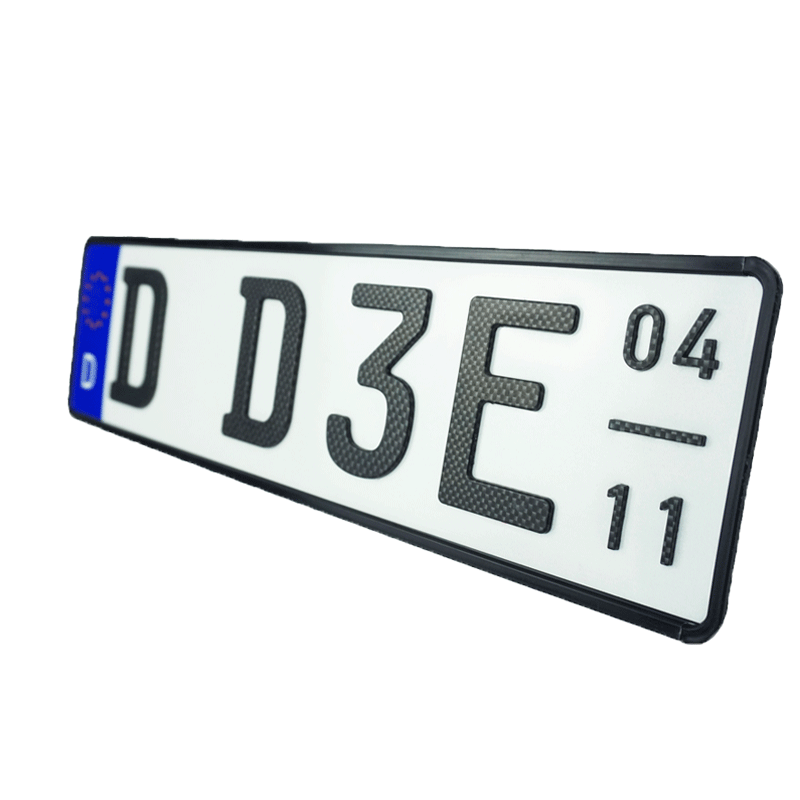 3D E-Kennzeichen mit Saison 520 mm CARBON MATT