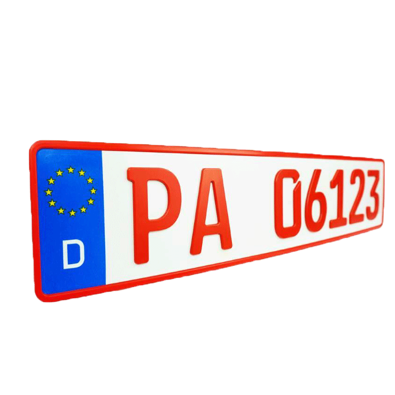 3D Händlerkennzeichen rot 520 mm magnetisch ROT